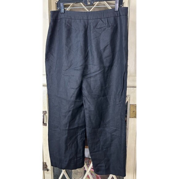 Emma James Womens Size 12 Black Linen Blend Wide Straight Leg Ankle Pants N4 - Picture 8 of 12